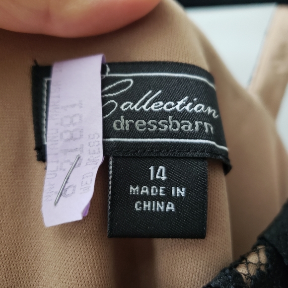 Collection Dressbarn Lace Satin Sheath Dress Cocktail Party Nude Black Size 14 - Picture 2 of 7